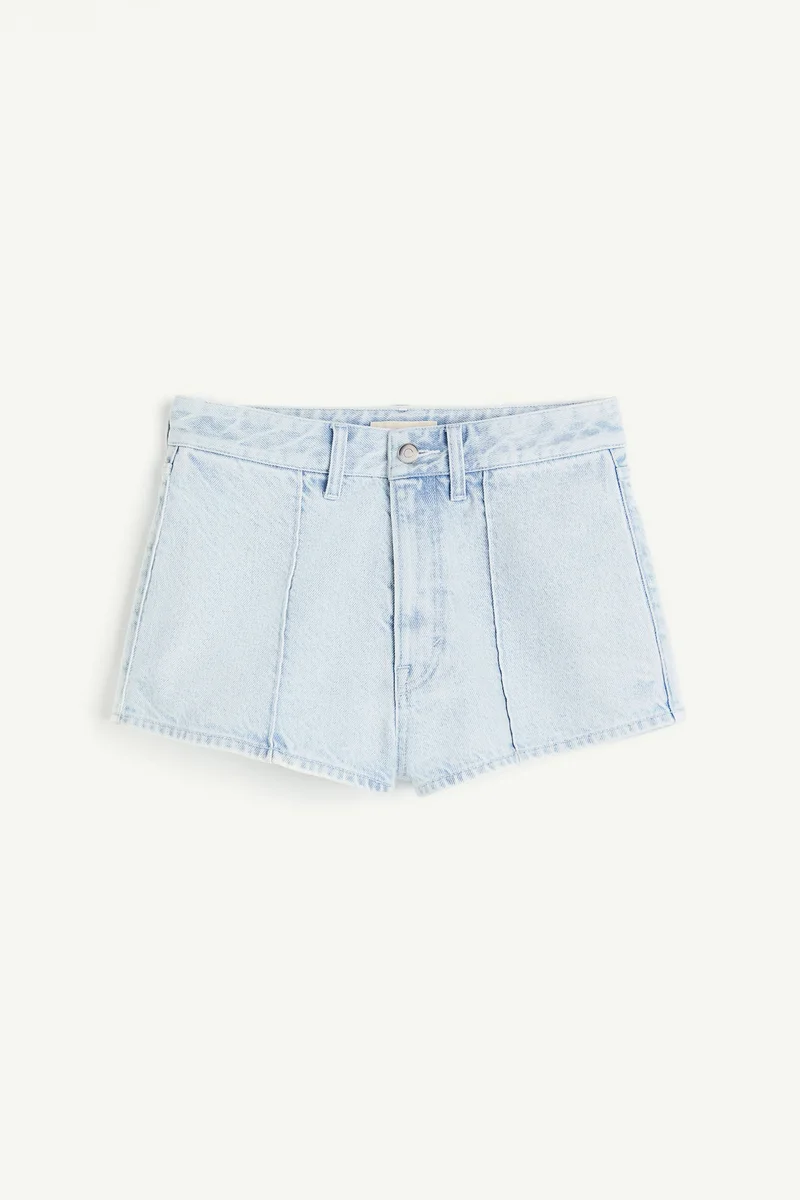 H&M Crease-front denim mini shorts
