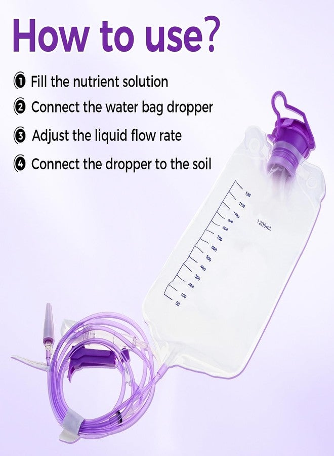 Lemfema 2Pcs Plant Drip Bag, Water Drip Bags, Automatic Plant Watering Drip Irrigation with Valve Kits for Potted Plants, 1200ML - Image 5