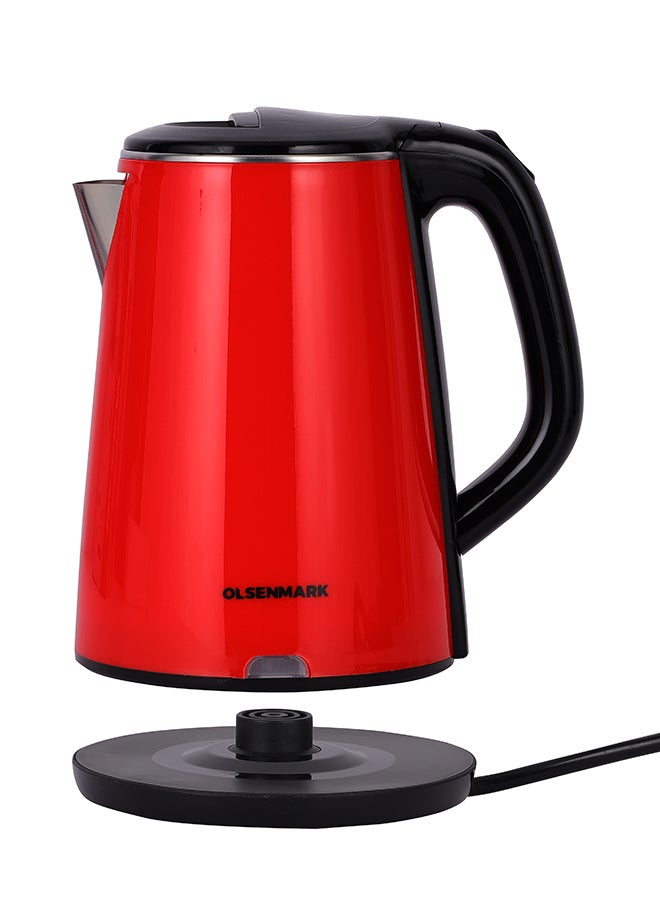 Olsenmark Stainless Steel Electric Kettle 2.2 L 1500 W OMK2147 Red/Black - Image 3