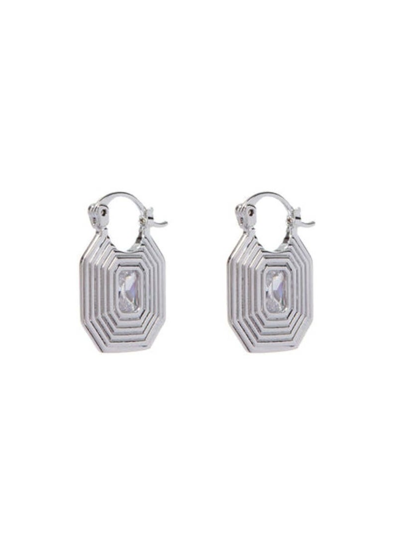 LUV AJ Ridged Pyramid Pendant Earrings-Silver - Image 1