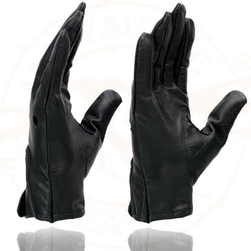 Milwaukee Leather قفازات دراجة نارية جلدية كاملة الأصابع للرجال من ميلووكي SH729 - جلد مثقوب أسود مع فتحات تنفس - صغير جداً - Image 5