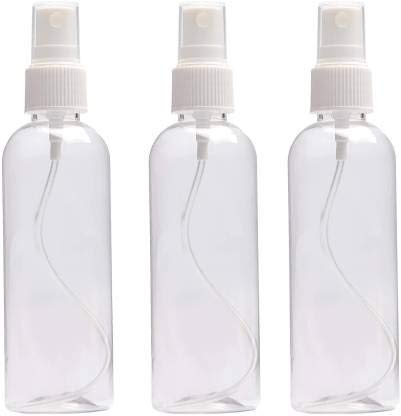 Bliss 100 ml Transparent Refillable Empty Spray Bottle for Home Office Car Travel Cleaning Sanitizer Fine Mist Transparent Pack of 3 - Image 1