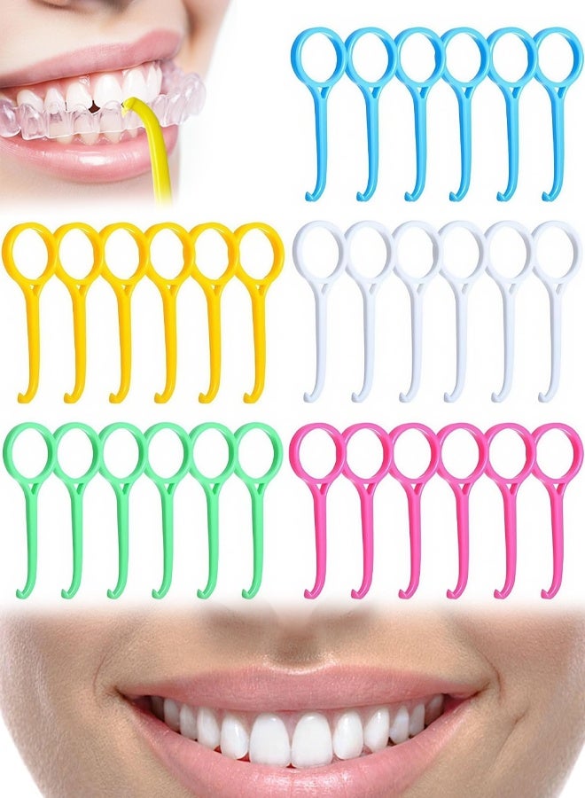 30Pcs Clear Aligner & Retainer Removal Tool, Braces Remover Hook Oral Care (5 Colors) - Image 1