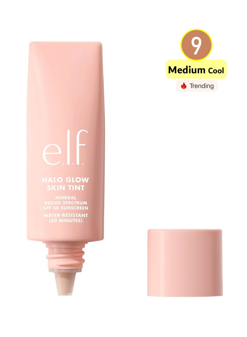 elf Halo Glow Skin Tint Light Coverage Foundation - Mineral SPF 50 - 9 Medium Cool - Image 1