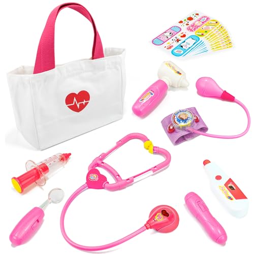 Liberry Doctor Kit for Toddlers 35 Years Old 18Piece Doctor Bag Pretend Play Toys Durable Medical Kit with Toy Stethoscope Pink Doctor Gift for Girls - Image 1
