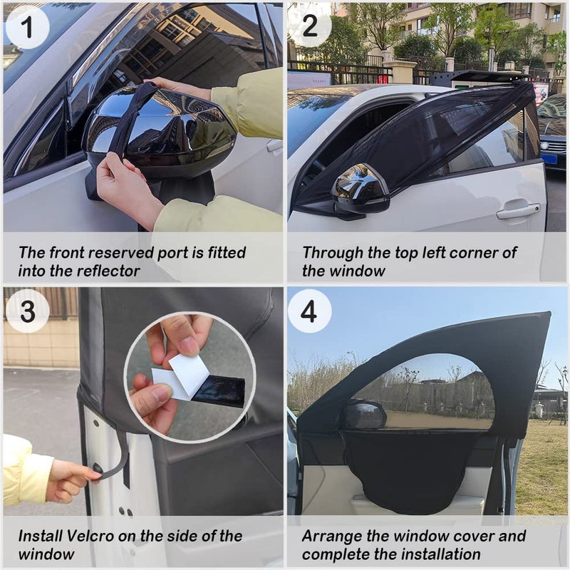 Turcee Upgrade Stretchable&Breathable SUV Car Window Shade - Oversize Double Mesh for Heat Shading and Bug&UV Protection - Car Must Have Privacy Shades for Cars,Truck,SUV When Camping (Front window/2pcs) - Image 5