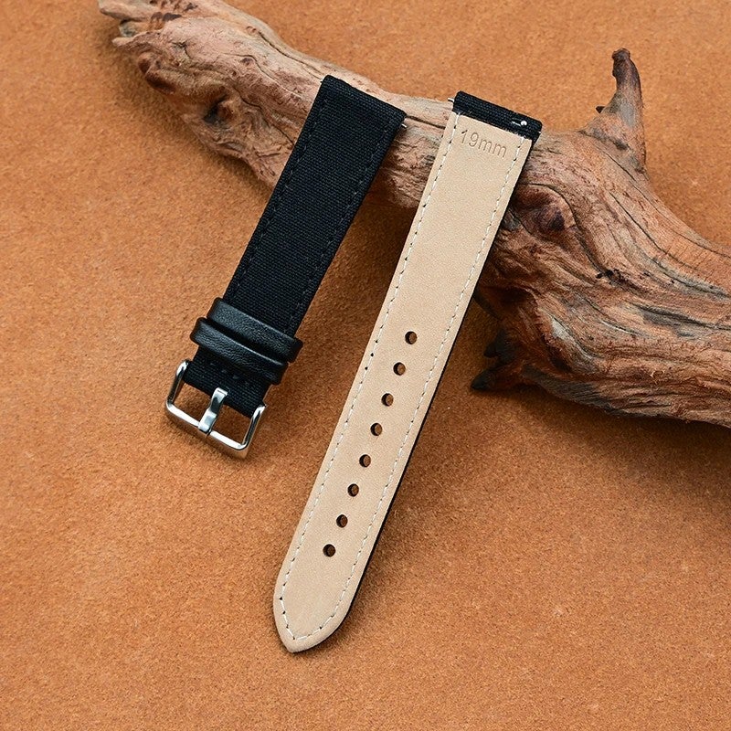 Bluejw New Style 2-in-1 Leather and Nylon Watch Band Strap – Replace the Watch Strap for Samsung & Seiko – Available in 18mm, 20mm, 22mm, 24mm - Image 1