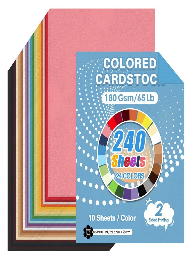 Peoin 240 Sheets Colored Cardstock Bulk 180gsm Colored Paper 8.5" x 11", Assorted Colors Card Stock Print Paper for School Office DIY Craft Card Making - Image 1