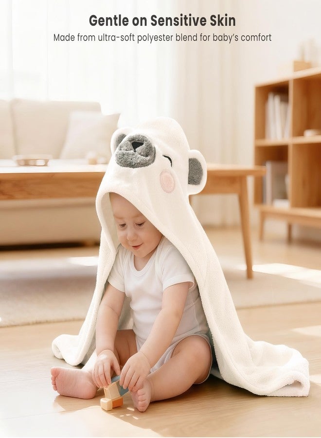 Konssy 2-Pack Hooded Baby Towels, 32" × 32" Soft & Absorbent Plush Fleece, Cute Animal Hood, Baby Bath Towels for Newborns & Toddlers, Boys & Girls - Image 3