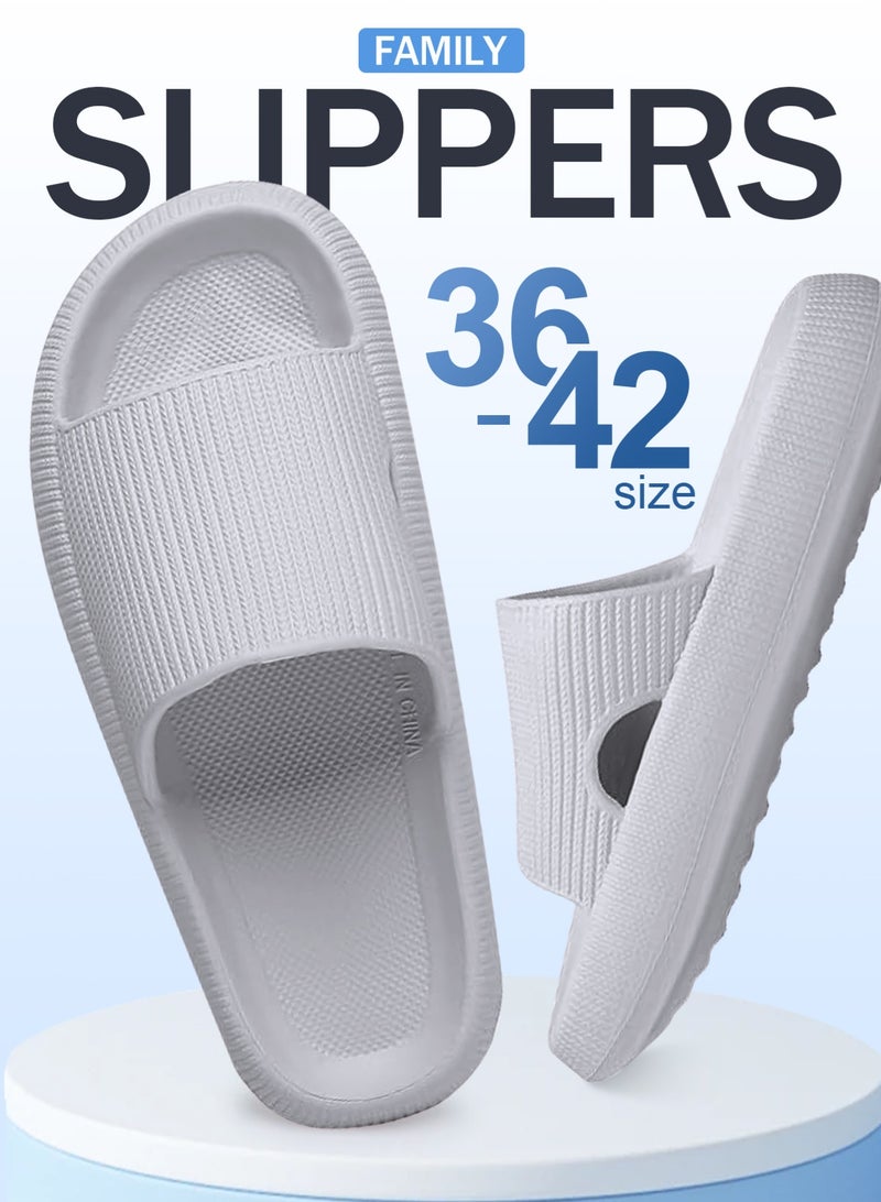 HomarKet Pillow Slippers Soft Shower Slippers for Women and Men Non Slip Quick Drying Shower Slides Bathroom Sandals with Ultra Cushion and Thick Sole - Image 2