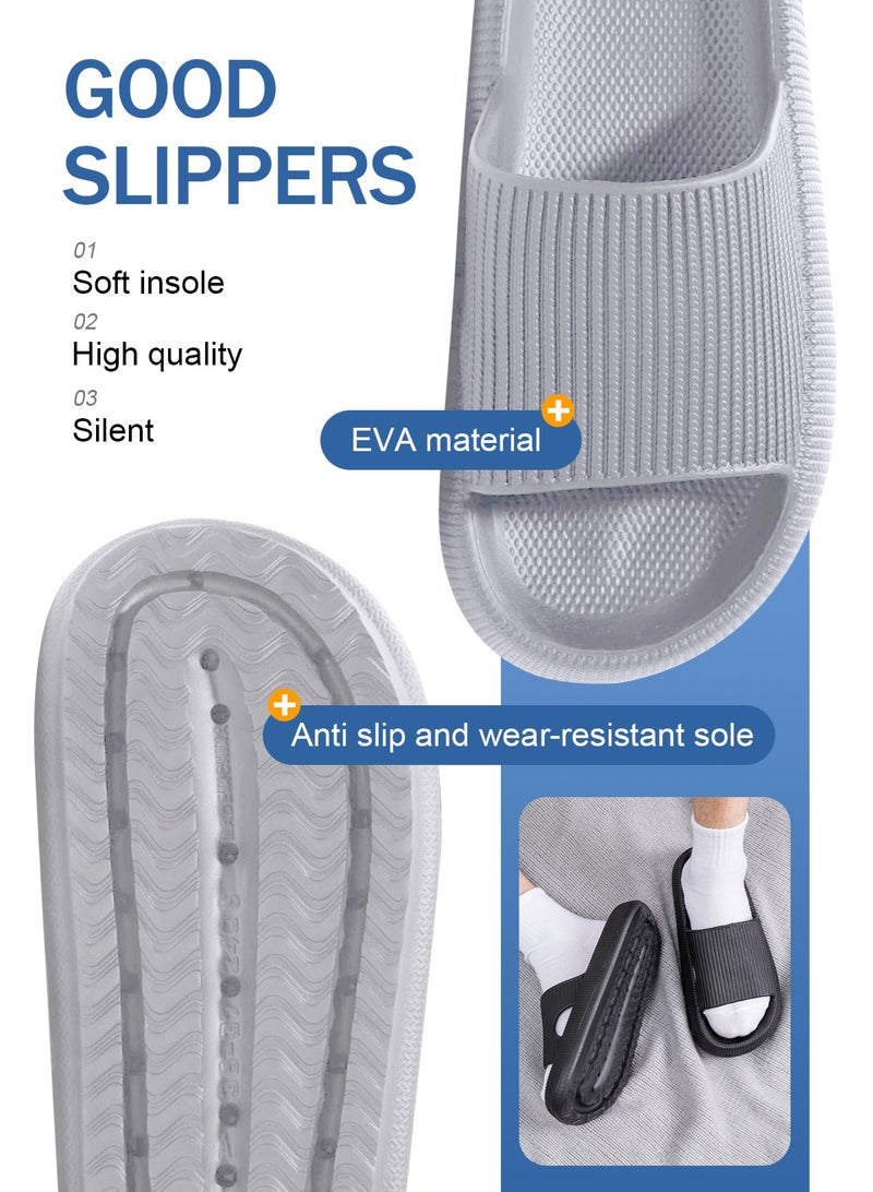HomarKet Pillow Slippers Soft Shower Slippers for Women and Men Non Slip Quick Drying Shower Slides Bathroom Sandals with Ultra Cushion and Thick Sole - Image 3