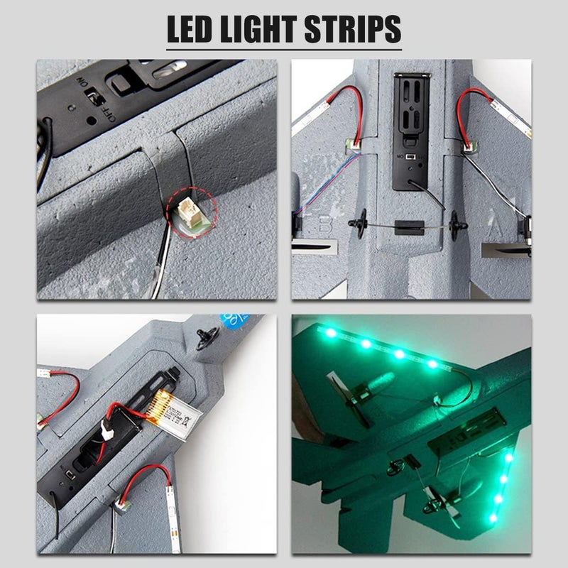 ZAMZIN RC F-22 Fighter Jet Remote Control Airplane with LED Lights /2.4GHz 2CH Ready to Fly Foam Drone for Kids & Adults, Beginner-Friendly, Long Range, Crash-Resistant, Aerobatic Stunts, Dual Batteries - Image 5