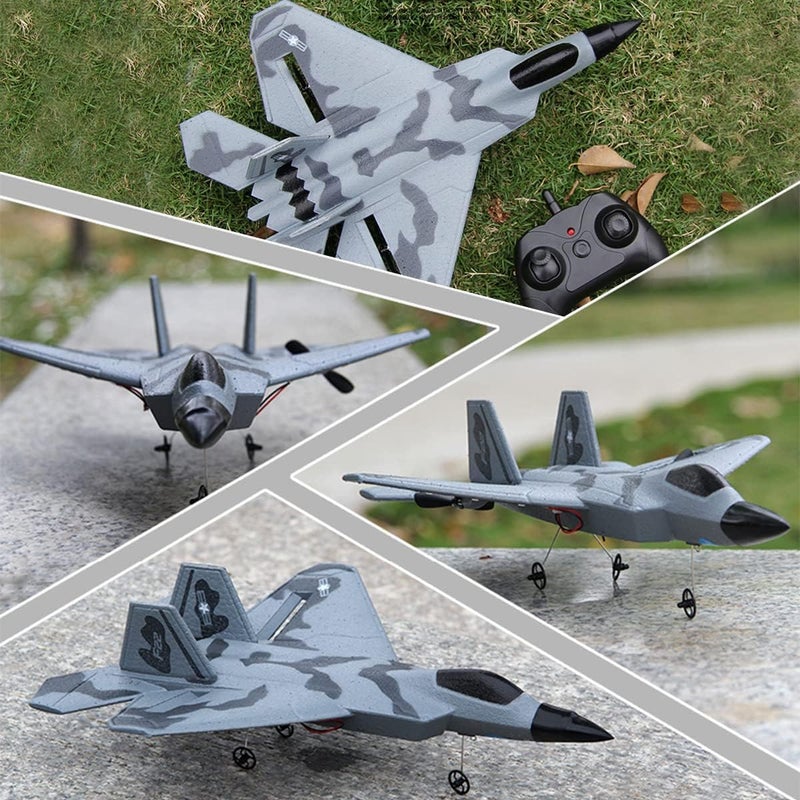 ZAMZIN RC F-22 Fighter Jet Remote Control Airplane with LED Lights /2.4GHz 2CH Ready to Fly Foam Drone for Kids & Adults, Beginner-Friendly, Long Range, Crash-Resistant, Aerobatic Stunts, Dual Batteries - Image 2