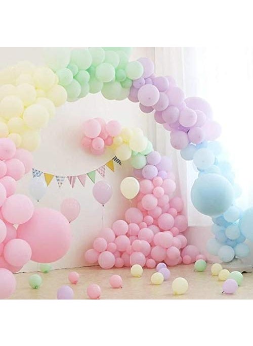 LB L B 112 pcs DIY Rainbow Garland Arch Kit Macaron Balloons for Pastel Ice Cream Party Birthday Party Photo Booth Background Party Decorations  - Image 1