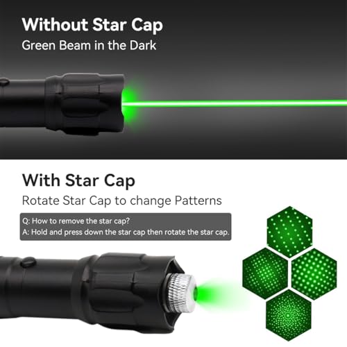 Climberty مؤشر ليزر أخضر قوي Climberty® مدى طويل 10000م، ضوء ليزر قابل للشحن عبر USB، 8 أنماط نجوم، مصنوع من سبائك الألمنيوم المقاومة للماء، للتأمل في النجوم، والمشي، والتعليم، والبناء، والعروض التقديمية - Image 3