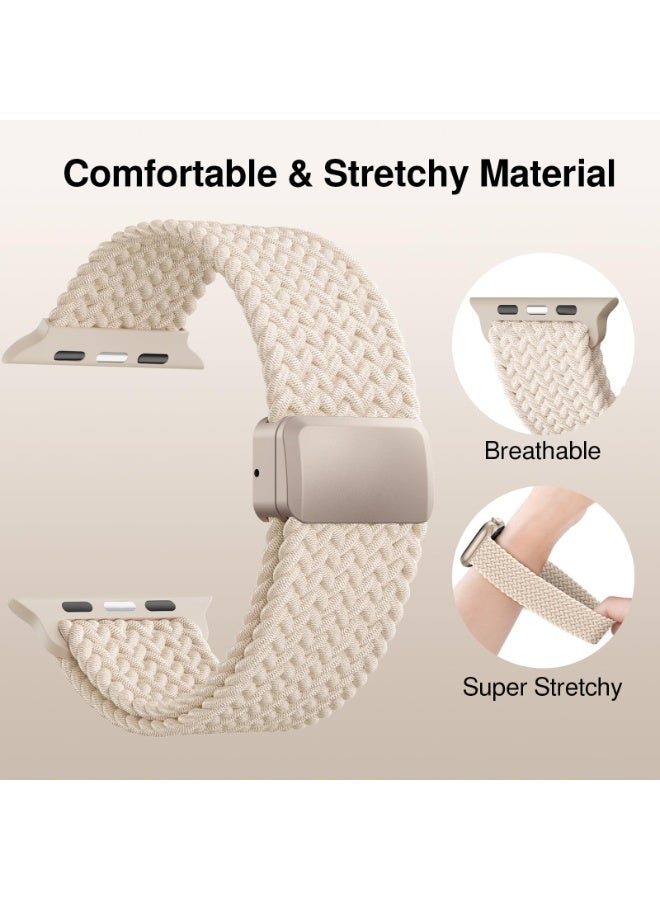 ChicVibe Magnetic Wristband Adjustable Nylon Strap for Apple Watch Series 11 46mm/Series 10 46mm, Apple Watch Ultra 3/Ultra 2/Ultra 49mm, S9/S8/S7 45mm, SE3/SE2/SE/S6/S5/S4 44mm, S3/S2/S1 42mm iWatch Band for Men Women, Elastic Nylon Braided Secure & Comfortable Stretchy Strap Parachute Buckle Bands - Image 4