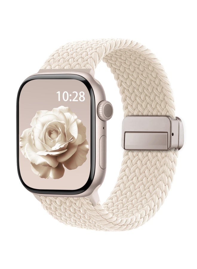 ChicVibe Magnetic Wristband Adjustable Nylon Strap for Apple Watch Series 11 46mm/Series 10 46mm, Apple Watch Ultra 3/Ultra 2/Ultra 49mm, S9/S8/S7 45mm, SE3/SE2/SE/S6/S5/S4 44mm, S3/S2/S1 42mm iWatch Band for Men Women, Elastic Nylon Braided Secure & Comfortable Stretchy Strap Parachute Buckle Bands - Image 2
