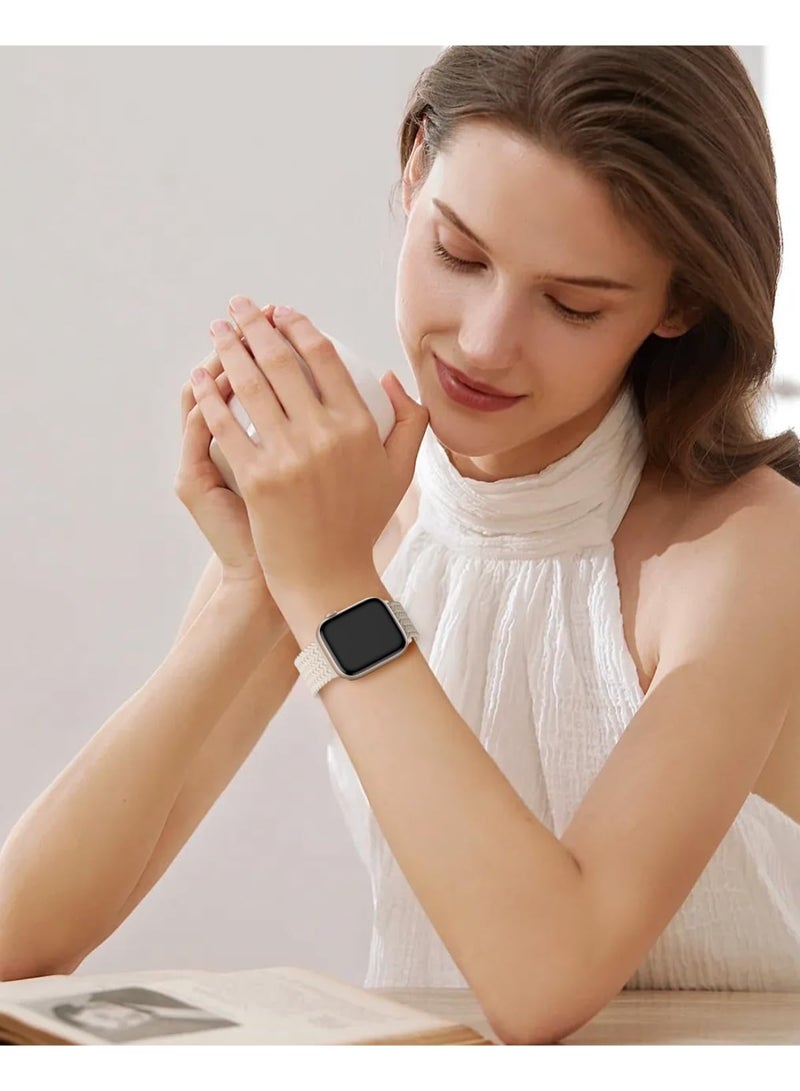 ChicVibe Magnetic Wristband Adjustable Nylon Strap for Apple Watch Series 11 46mm/Series 10 46mm, Apple Watch Ultra 3/Ultra 2/Ultra 49mm, S9/S8/S7 45mm, SE3/SE2/SE/S6/S5/S4 44mm, S3/S2/S1 42mm iWatch Band for Men Women, Elastic Nylon Braided Secure & Comfortable Stretchy Strap Parachute Buckle Bands - Image 5