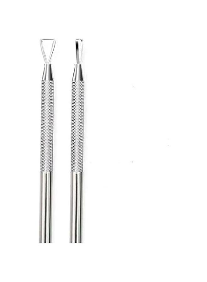 2PCS Stainless Steel Triangle Cuticle Nail Cleaner, Remove Gel Nail Polish Nail Art Remover Tool - Image 2