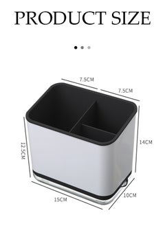 DUNISO Kitchen cutlery rack, multifunctional household storage box with three compartments and drain pan, detachable, suitable for storing chopsticks, spoons and forks, 15 * 10 * 14cm  - Image 3