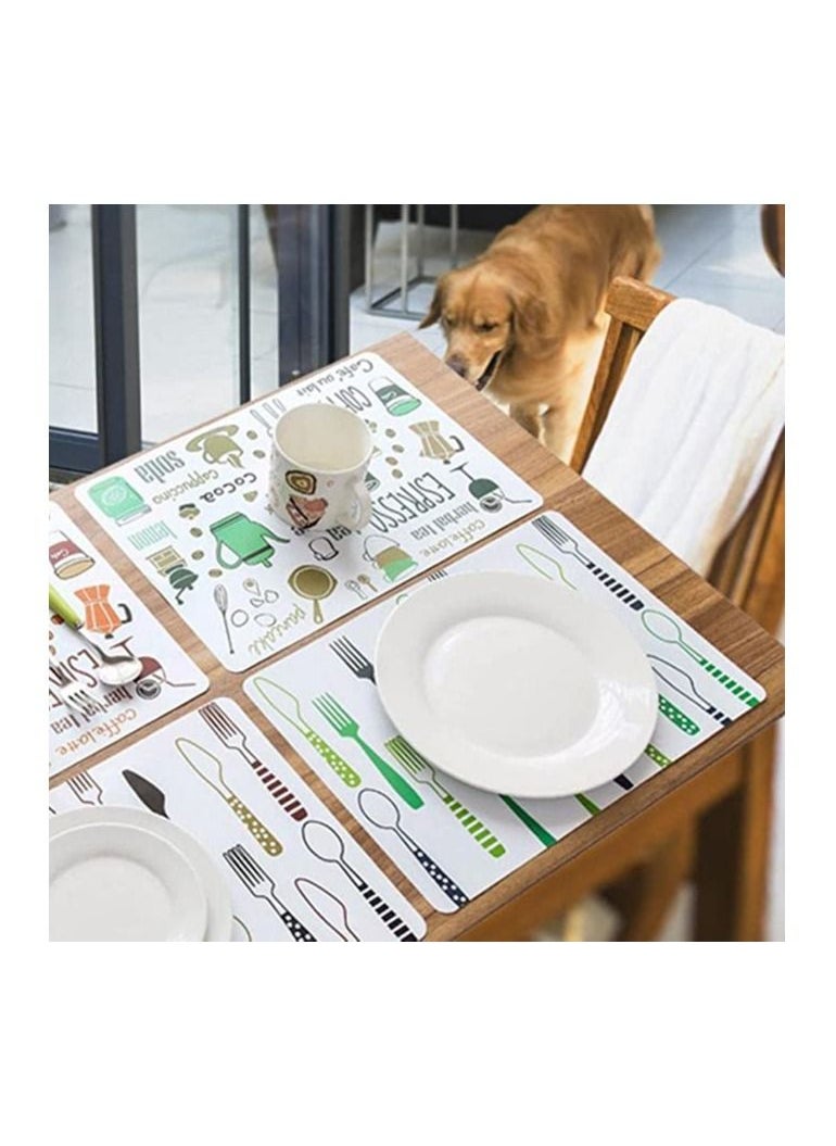 Spaceshoop - 12pcs European Minimalist Cartoon Place Mat Table Mat Insulation Waterproof Anti fouling Place Mat kitchen Plate Table Decoration Coffee Green - Image 1