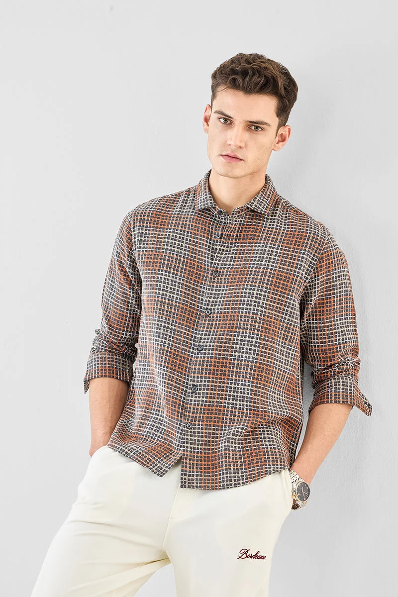 SNITCH Black Checkered Long Sleeve Regular Fit Shirt