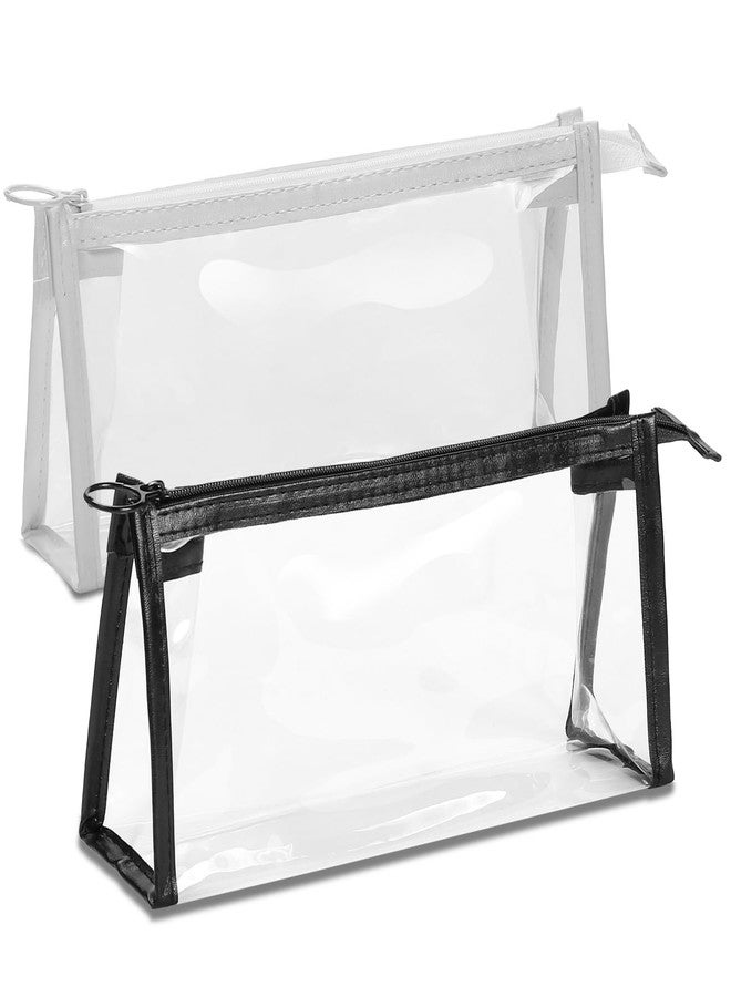 Etercycle TSA Approved Toiletry Bag, Clear Pouches with Zipper for Traveling, Samll Clear Makeup Bags Cosmetic Bag Beach Bag for Home Storage Organizing, Office, Vacation, Travel (Black, White) - Image 1