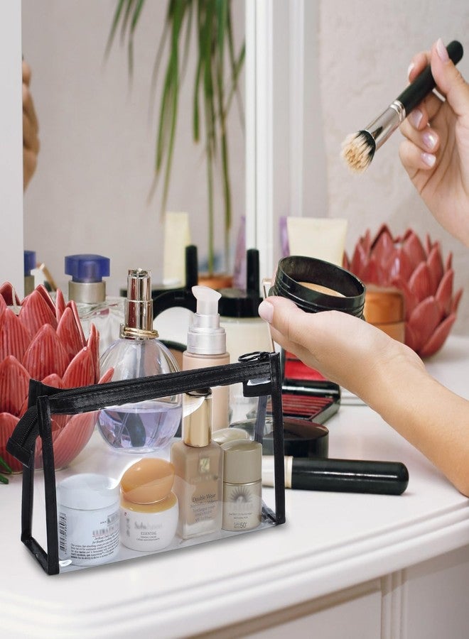 Etercycle TSA Approved Toiletry Bag, Clear Pouches with Zipper for Traveling, Samll Clear Makeup Bags Cosmetic Bag Beach Bag for Home Storage Organizing, Office, Vacation, Travel (Black, White) - Image 5