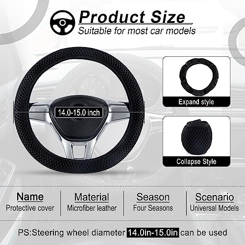 Alpmosn Elastic Stretch Steering Wheel Cover Universal Interior Accessories Steering Wheel Cover for Women Men Breathable Microfiber Ice Silk AntiSlip Odorless Easy CarryBlack - Image 3