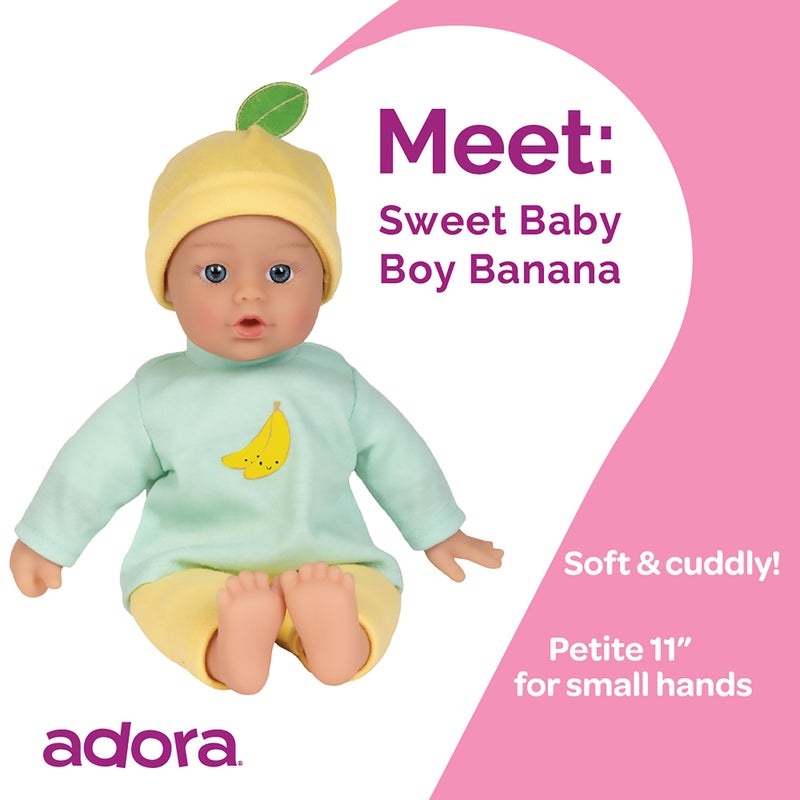 Adora Sweet Baby - 11â€ Soft & Cuddly Baby Doll, Realistic Features, Gentle Scent, Machine Washable, Lightweight & Easy to Hold | Adorable Playmate (Banana) - Image 3