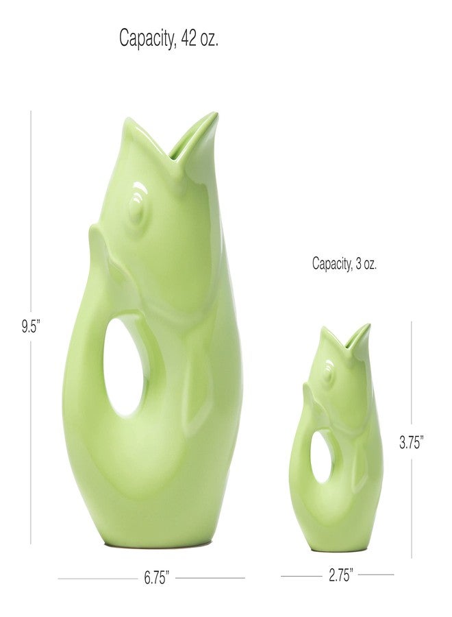 Gurgle Pot وعاء القرقرة - طقم من قطعتين، لون أخضر عتيق، تصميم مستوحى من الطراز الفرنسي، إبريق كبير سعة 42 أونصة مع إبريق صغير سعة 3 أونصات. - Image 3