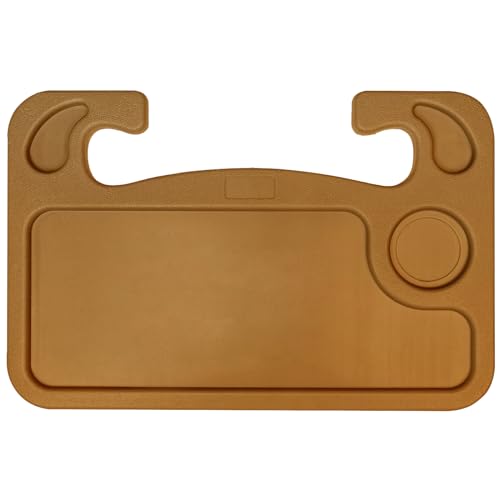 lebogner Steering Wheel Tray, Car Tray for Eating, Hook On Steering Wheel Desk for Food, Laptop and Car Accessories, Car Road Trip Must Haves Gadgets Car Table (Brown) - Image 3