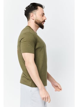 Reebok Men Sportswear Fit Short Sleeve Outdoor T-Shirt, Army Green  - Image 4