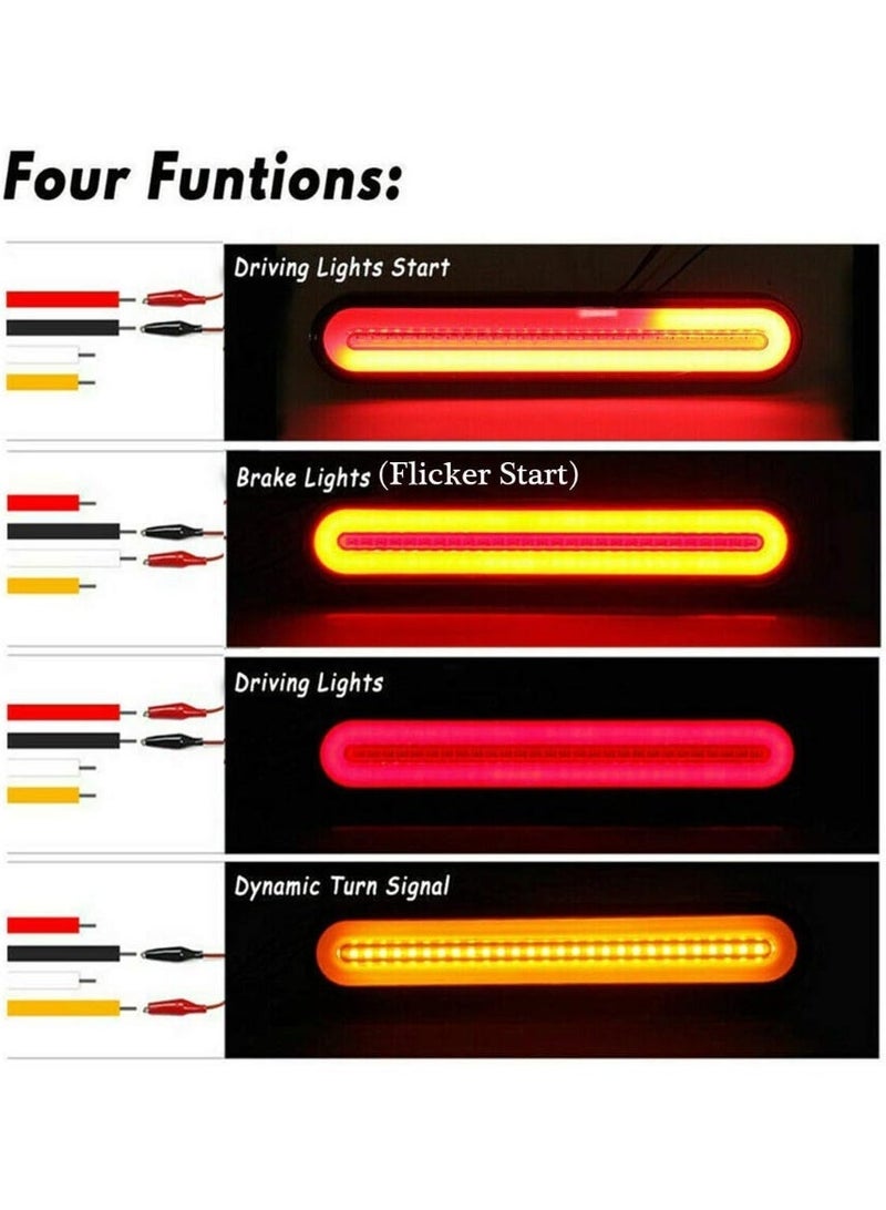 jaexest 2PCS 9-inch trailer with 100 LED tail light strips, red sequential rotating driving tail lights flashing brake lights, sequential flowing amber turn signal tail lights, suitable for trailer trucks and pickup trucks - Image 3