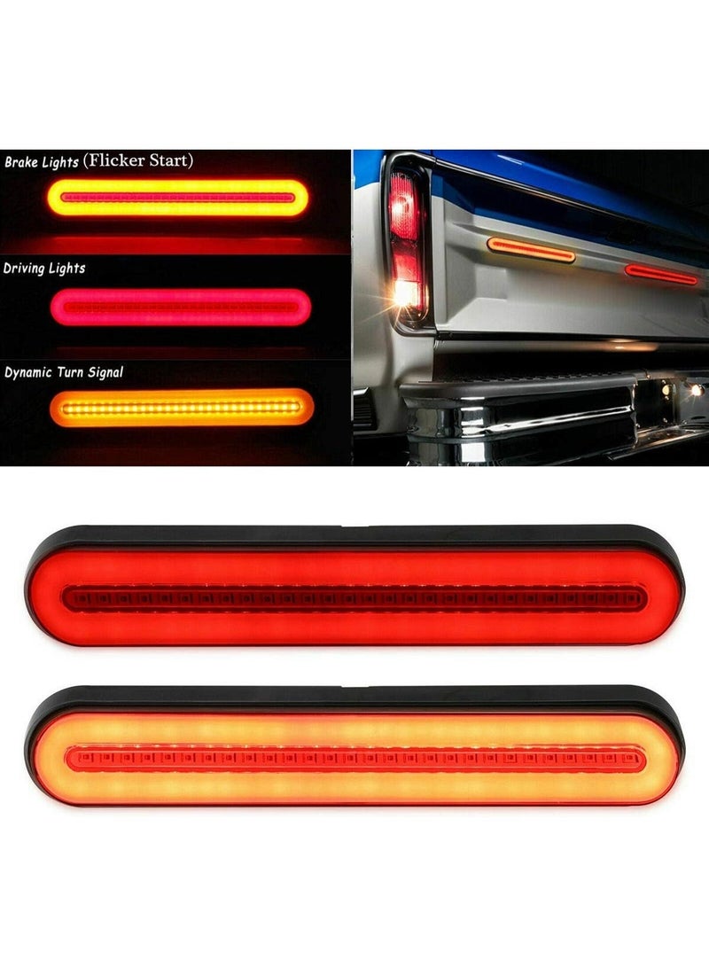 jaexest 2PCS 9-inch trailer with 100 LED tail light strips, red sequential rotating driving tail lights flashing brake lights, sequential flowing amber turn signal tail lights, suitable for trailer trucks and pickup trucks - Image 1