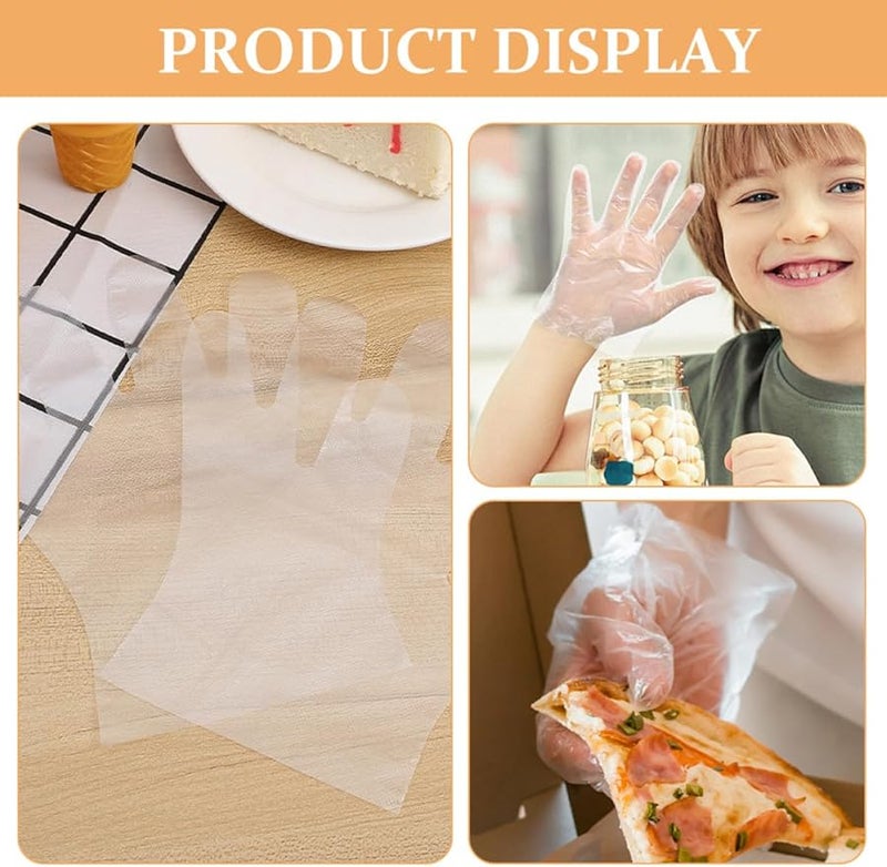 قفازات بلاستيكية من البولي إيثيلين للاستخدام لمرة واحدة، 200 قطعة، شفافة للحماية أثناء تحضير الطعام والتنظيف والبستنة - Image 4