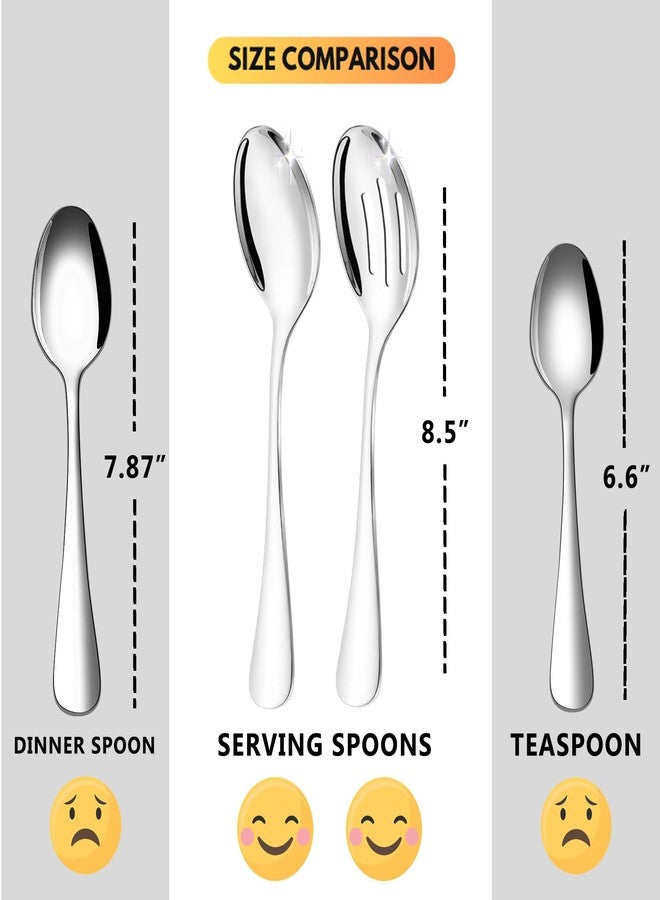 VIVANI 4-Piece Stainless Steel Buffet Serving Spoons Set, Include 2 Serving Spoons and 2 Slotted Spoons for Buffet, Banquet, Cooking, and Kitchen, Dishwasher Safe, 8.5 Inches - Image 3