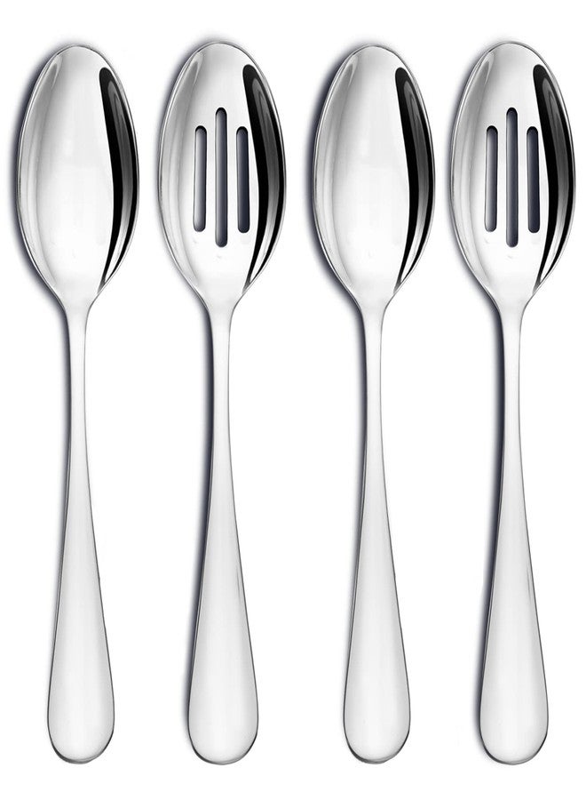 VIVANI 4-Piece Stainless Steel Buffet Serving Spoons Set, Include 2 Serving Spoons and 2 Slotted Spoons for Buffet, Banquet, Cooking, and Kitchen, Dishwasher Safe, 8.5 Inches - Image 1