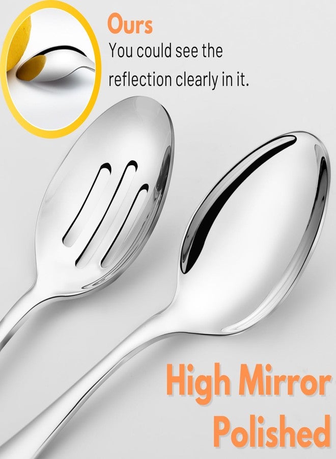 VIVANI 4-Piece Stainless Steel Buffet Serving Spoons Set, Include 2 Serving Spoons and 2 Slotted Spoons for Buffet, Banquet, Cooking, and Kitchen, Dishwasher Safe, 8.5 Inches - Image 4