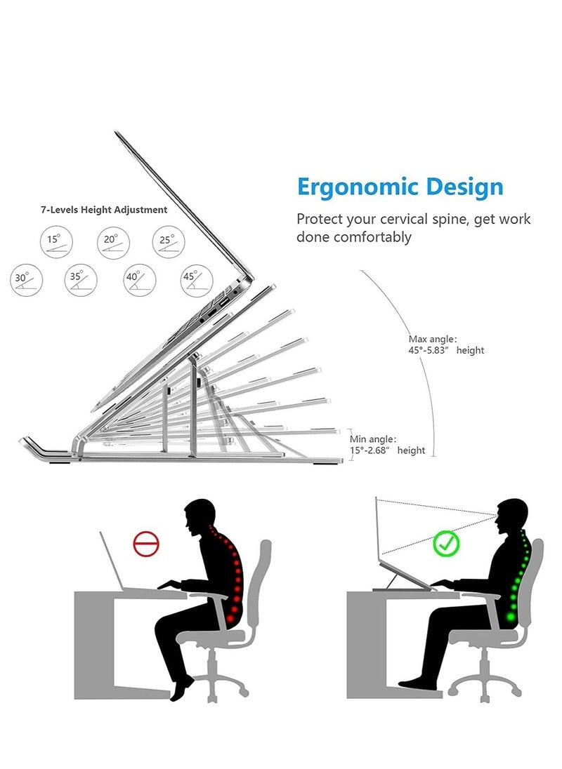 Adjustable Laptop Stand, Portable Aluminium Laptop Riser Laptop Holder for Desk, Foldable Ventilated Cooling Computer Support Stand for Apple MacBook Pro/Air, HP, Sony, Dell, More 10-15.6” - Image 2