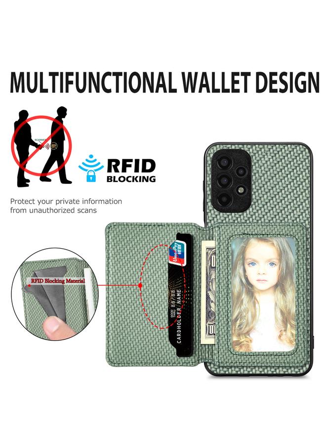 S-TOP Case For Samsung Galaxy A13 4G Carbon Fiber Magnetic Card Wallet Bag Phone Case - Image 4