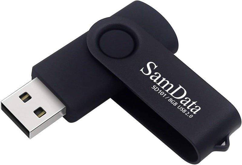 SamData USB Flash Drive 8GB 5 Pack USB 2.0 Thumb Drive Swivel Memory Stick with LED Indicator (Black, 8GB-5Pack) - Image 2