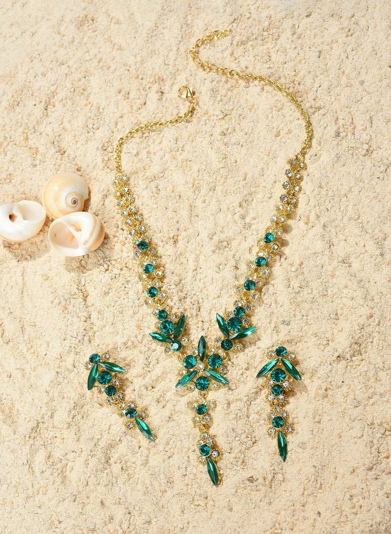 SOHI Gold Plated Designer Stone Necklace and Earring Set Jewellery Set