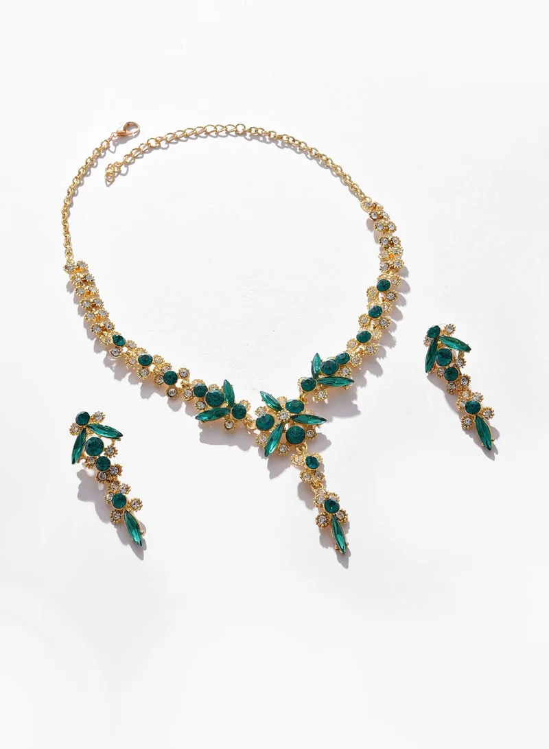 SOHI Gold Plated Designer Stone Necklace and Earring Set Jewellery Set