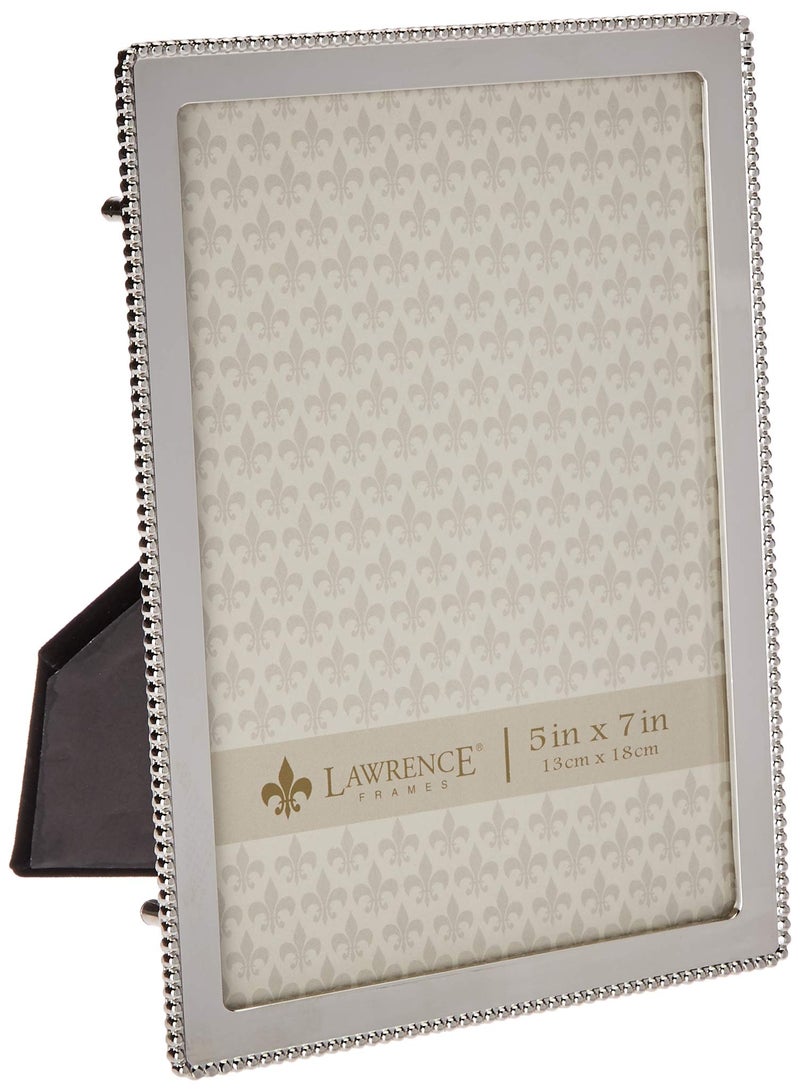 Lawrence Frames Metal Picture Frame with Delicate Outer Border of Beads Silver 5x7 - Image 1