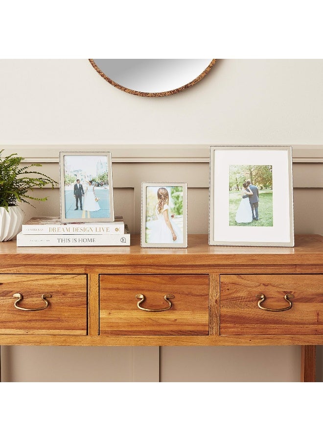 Lawrence Frames Metal Picture Frame with Delicate Outer Border of Beads Silver 5x7 - Image 4