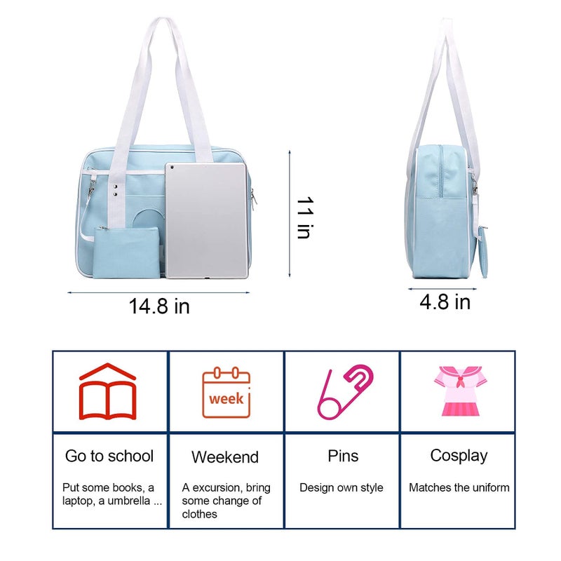 Steamedbun Kawaii Ita Bag Japanese School Bag Cute Tote Bag Large Shoulder Anime Heart Purse - Image 5