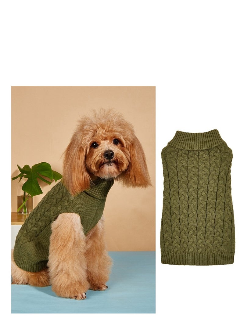 Loquat Squality New Casual Elastic Solid Color Knitted Dog Sweater Green - Image 3