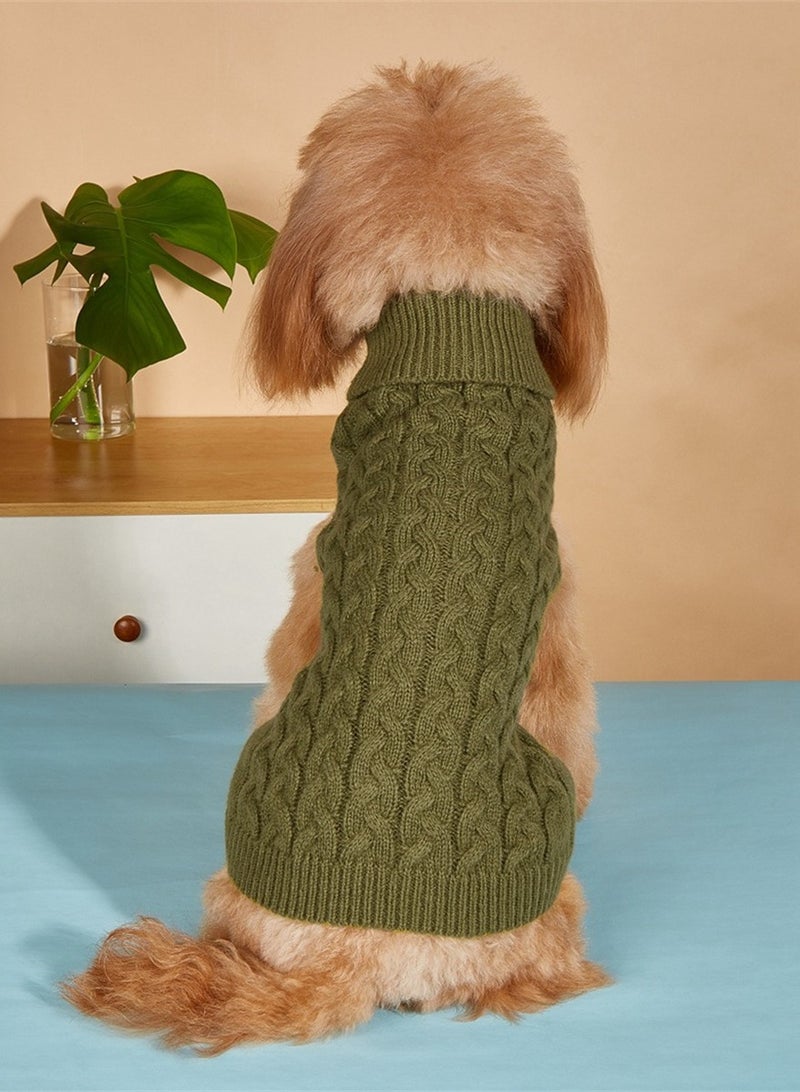 Loquat Squality New Casual Elastic Solid Color Knitted Dog Sweater Green - Image 2