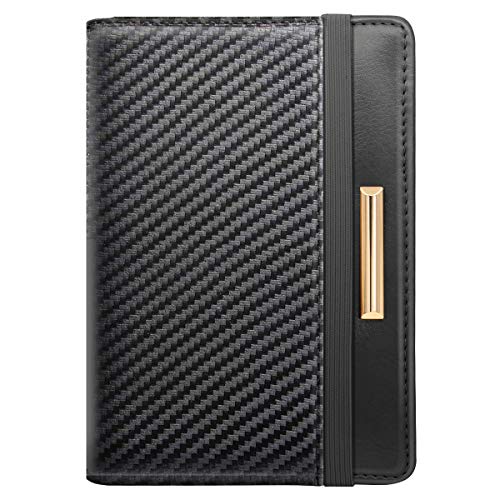 Coco Rossi Passport Holder Cover RFID Blocking Slim Minimalism Travel Wallet Carbon Fibre Card Organizer,Black - Image 1